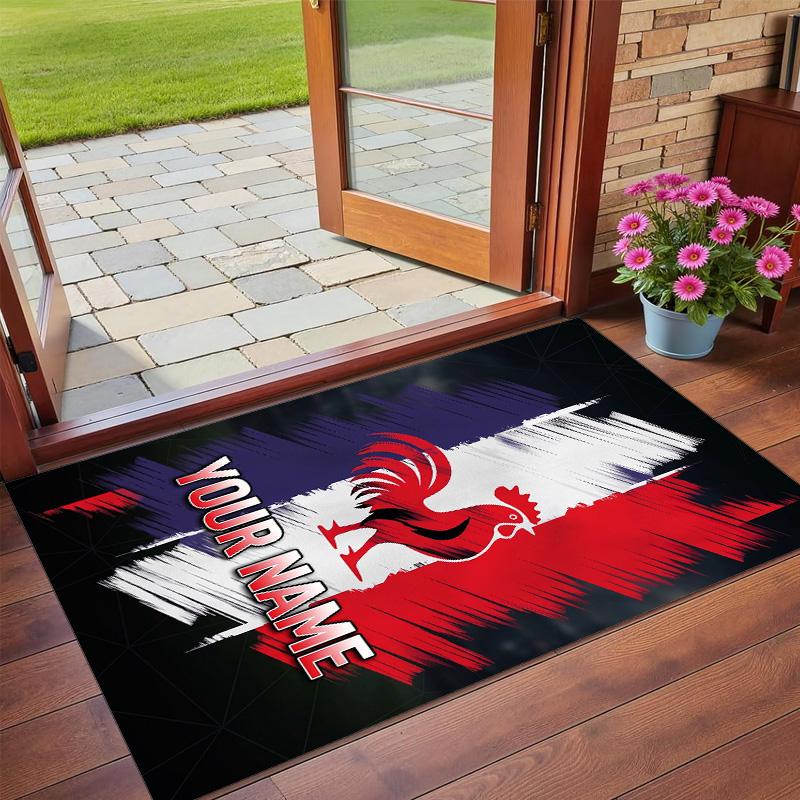 Crystal Velvet Rug Custom Name Text, Soft Non Slip Floor Mat Home DecorFrance national football team