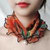 Imitation Pearls Neck Scarf Headwear Decoration Elegant Trendy Chiffon Retro For Women