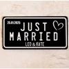 Wedding Car Decor Metal Sign 15x30cm, Custom Bride Groom Name Date Plaque