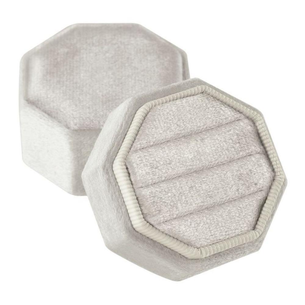 Octagonal Three Slot Rings Holder Dustproof Engagement Rings Storage Box for Couples