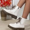 Белые ботинки Мартин женские 2025 новые ботильоны на платформе в британском стиле весенне-осенние одинарные ботинки на плоской подошве бархатные женские ботинки