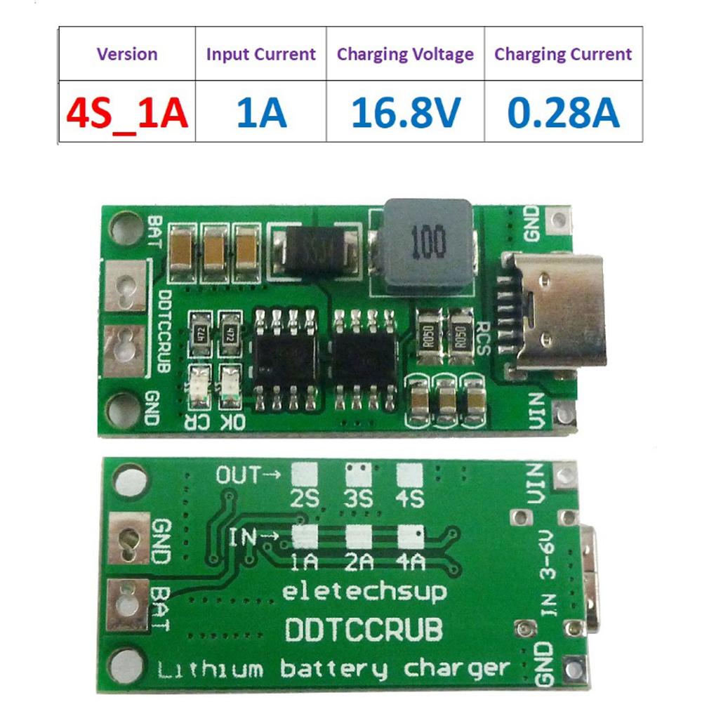2S 3S 4S Type-C to 8.4V 12.6V 16.8V Boost Boost Polymer Li-Ion Charger 7.4V 11.1V 14.8V 18650 Lithium Battery Charging Module