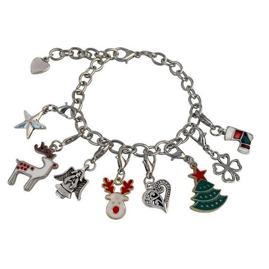 Набор браслетов-адвент-календаря на Рождество 2025, 24-дневный обратный отсчет, шкатулка для украшений с шармами в виде Санты, оленя и елки, сюрпризный рождественский подарок
