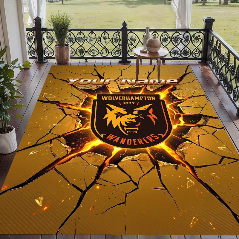 Custom Text Printed Rug Wolverhampton Wanderers Football Non Slip Floor Carpet For Home Room Decor