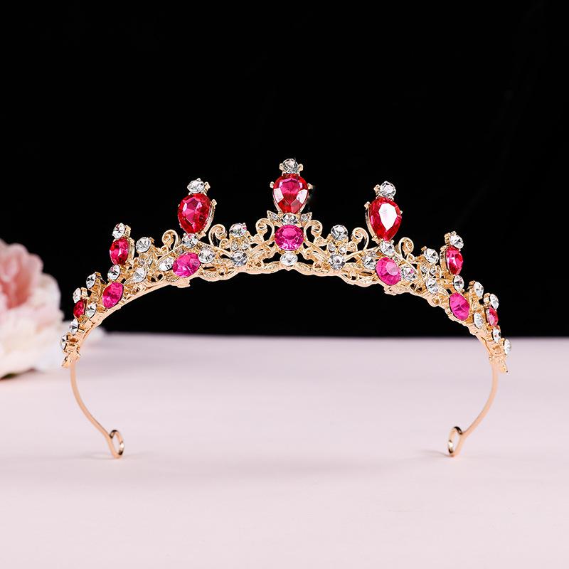 Children'S Crown Headgear Princess Girls' Crown Crystal Big Headband Pink Frozen Children'S Birthday Hair Accessories
