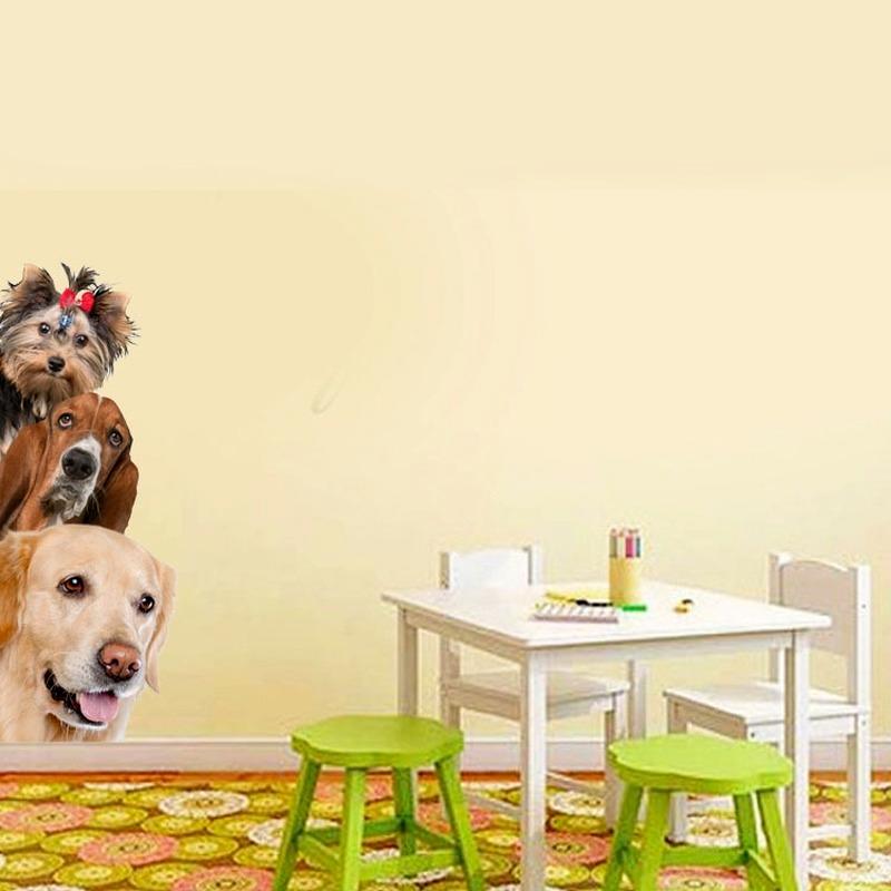 3D стикер на стену с изображением собак и кошек, художественная наклейка с изображением животных, двери, окна, шкафа, украшения для холодильника для детской комнаты, домашний декор