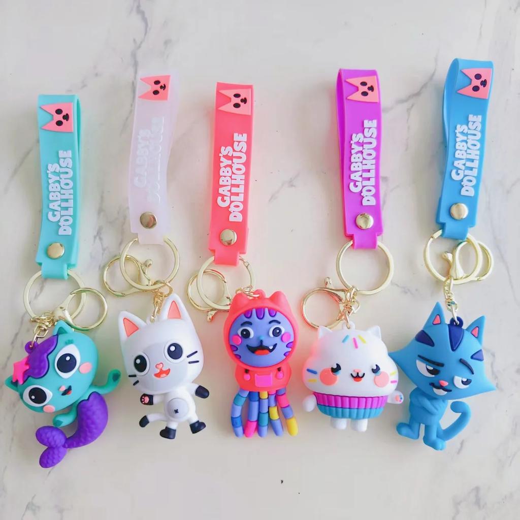 Cute Cat Keychain Bag Charm Doll Keyring Women Car Key Chain Llaveros Anime Gato Accessories Gift