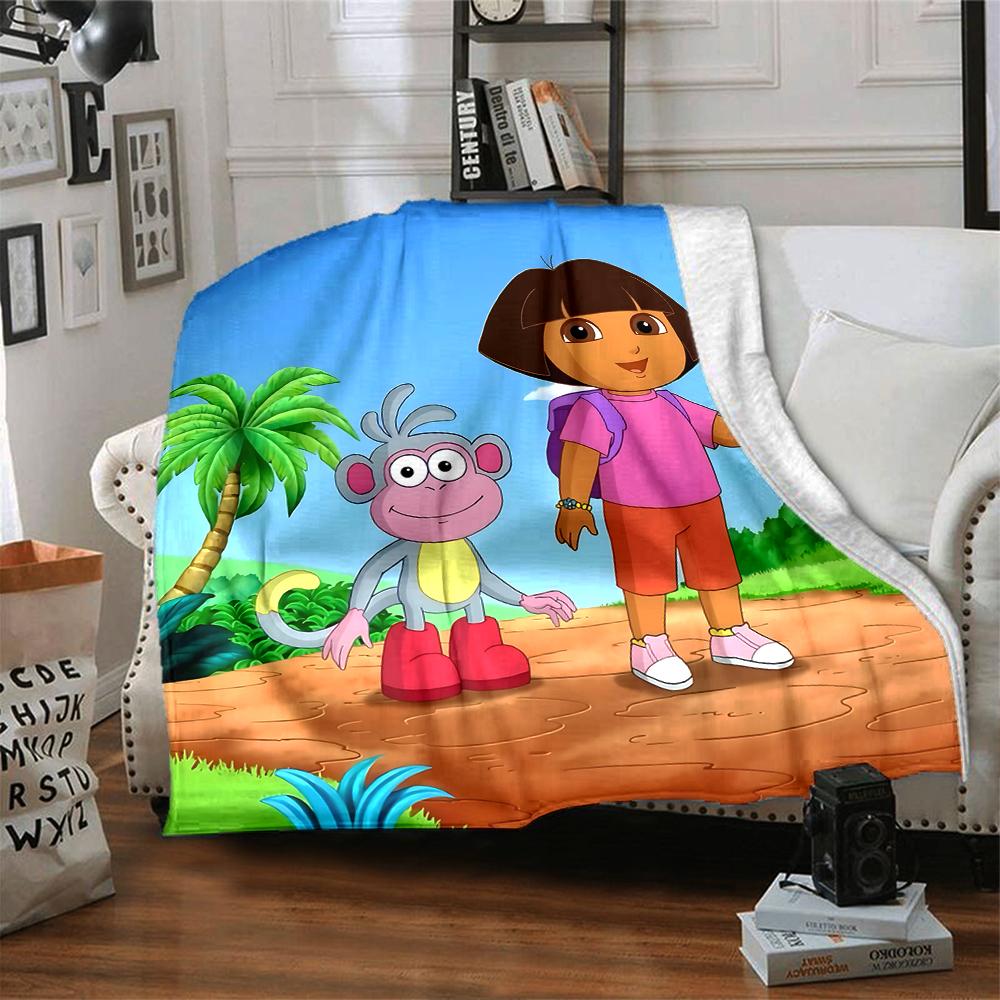 Dora Monkey Adventure Blanket Soft Throw Blanket For Home Bedroom Bed Sofa Travel Office Solid Christmas Blanket