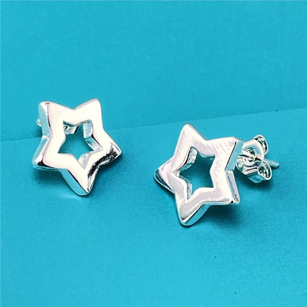 Серьги из стерлингового серебра 925 пробы, серьги с пятиконечной звездой для женщин, очаровательные ювелирные изделия, подарки