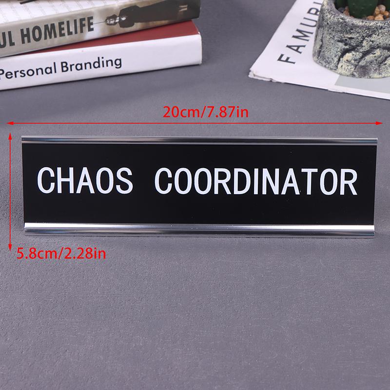Карточка должности Координатор хаоса Офисный декор Настольная табличка Смешные таблички Рабочие принадлежности для женщин Металлическая именная табличка