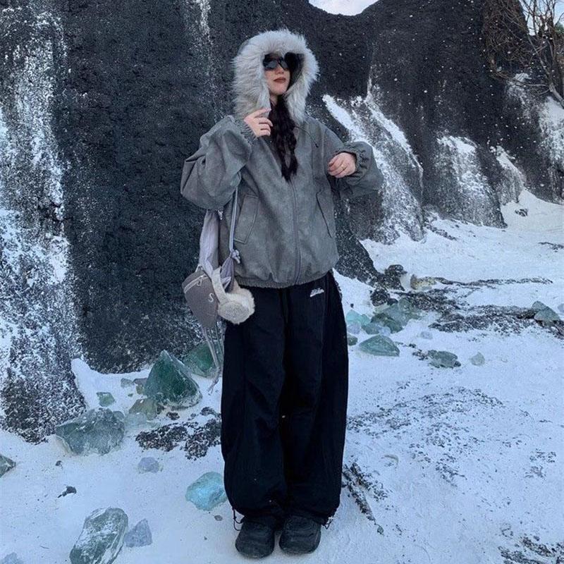 Винтажные брюки широкие женские зимние утепленные с плюшевой подкладкой теплые брюки женские с высокой талией мешковатые спортивные штаны