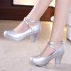 Women Sexy High Heels Leather Thick Soled Platform Work Shoes Dress Wedding Pumps