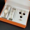 Fashion 6Pcs/Set Women'S Watch, Full Diamond Without Scale Bracelet Quartz Watch + Love Jewelry Set