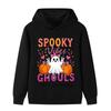 B1648 Kids Boys Girls Halloween Pumpkin Ghost Print Casual Breathable Long Sleeves Hoodie