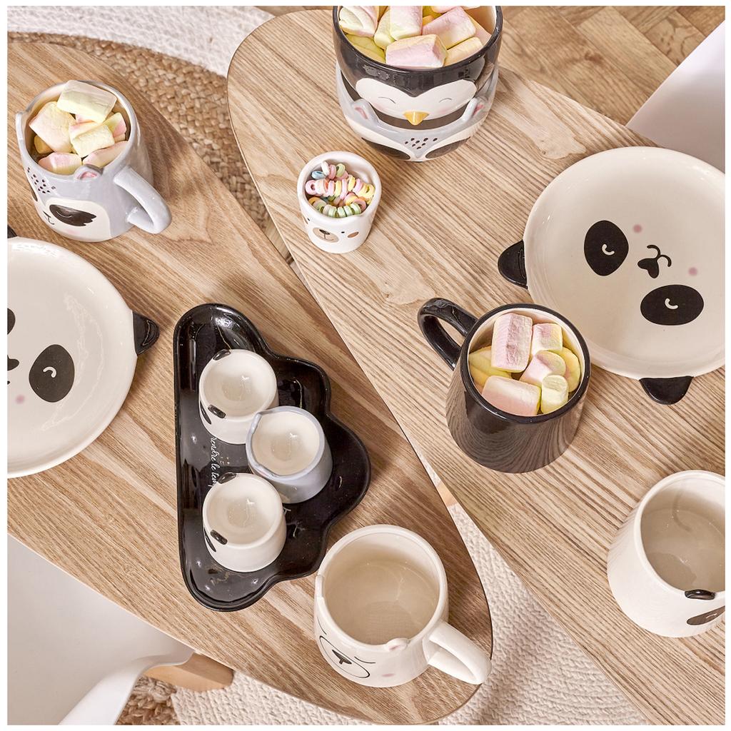 Les Trésors De Lily [A1694] - Кружка керамическая "Животные" серо-белая (енот) - 10x10см (40 мл)