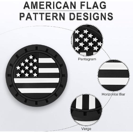 JUSTTOP Подставка-подстаканник для автомобиля, Нескользящая подставка-подстаканник для автомобиля с американским флагом, Автоаксессуары для интерьера для женщин и мужчин, 4 шт. Черные