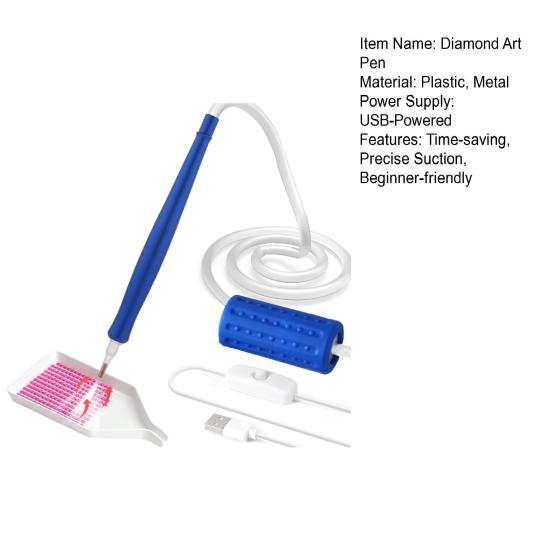 Вакуумная алмазная художественная ручка Электрическая алмазная художественная ручка с лотком для хранения Инструмент для размещения алмазов без воска для всех видов алмазов