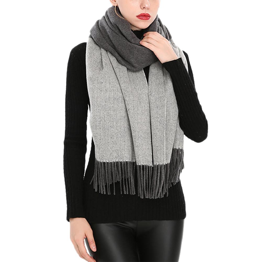 Unisex Fashion Faux Cashmere Shawl Color Matching Scarf Cape with Tassels Warm Pashmina Gift