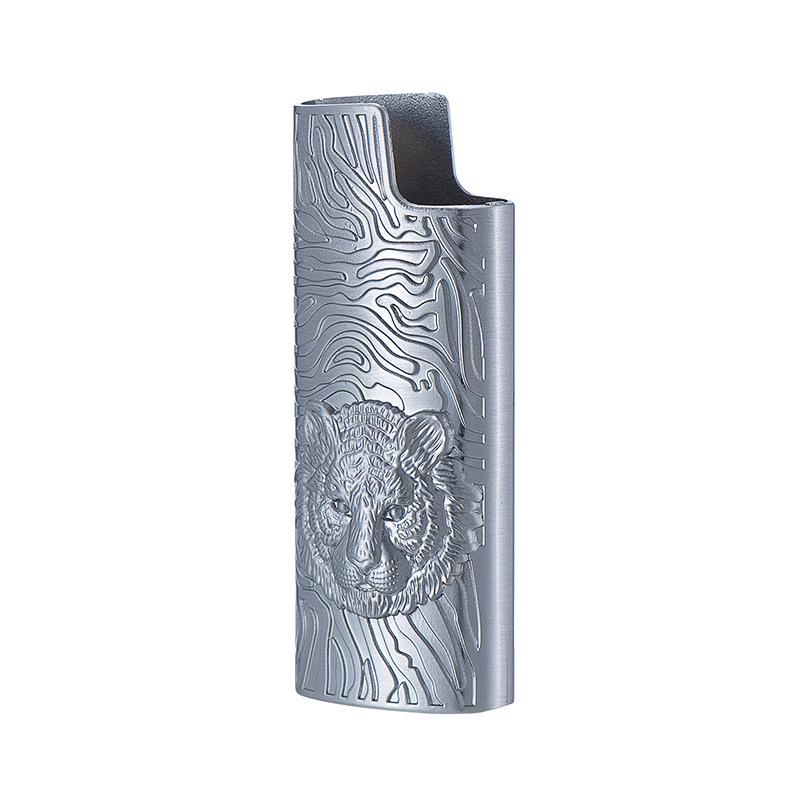 Fierce Tiger Embossed Metal Lighter Case for BIC J5 Inflatable Lighters