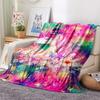 1Pc Galaxy Uni-horse Print Flannel Blanket, High quality Comfortable for All Seasons, Home Decor, Warmth and Comfort, Perfect for Gifts