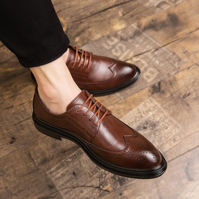 Men Business Formal Shoes Lace Up Black Leather Shoes Mens Fashion Dress Shoes Classic Italian Oxford Shoes Men Zapatos Hombre