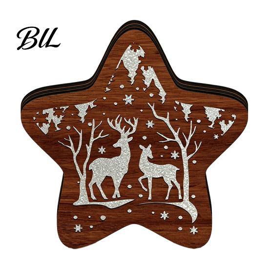 Unique Christmas Gifts 3D Wooden LED Night Light, Hollow Carved Tabletop Decor Lamp with Warm Glow, Festive Holiday Home And Office Decoration