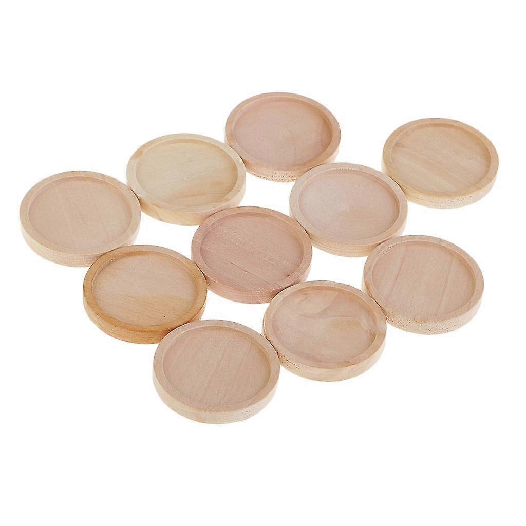 3x10 Pcs Stone Base Support Blank Round Setting Base Charm Cabochon Wood - 25 mm