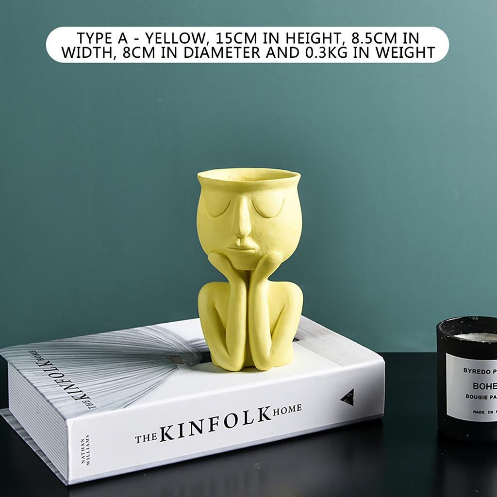 Абстрактная скульптура человека, цветочный горшок из смолы, настольный контейнер для растений, ваза