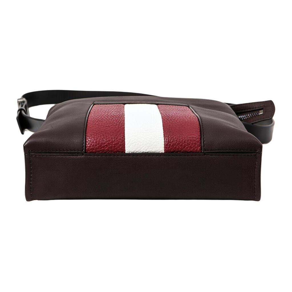 Bally Классическая красно-белая полосатая кожаная сумка-мессенджер через плечо Мужские сумки Коричневая BAUMAS-221