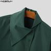 INCERUN Plus Size Men Irregular Neck Long Sleeve Oblique Buttons Splits Casual Shirts
