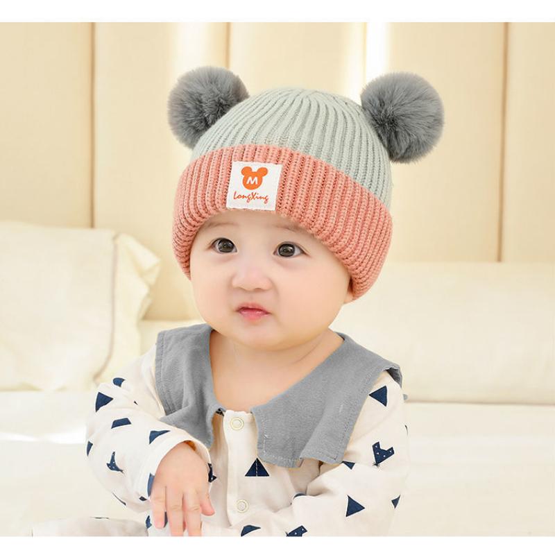 Детская шапка осень и зима 0-12 месяцев мальчики и девочки вязаная шапка теплый нагрудник зимняя вязаная шапка для малышей