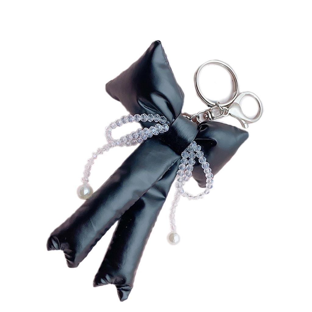 Elegant Beaded Keychain Phone Charm Unique Keyring Padded Bowknot Bag Pendant Accessory for Purse Backpack Handbag