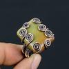 Зеленая яшма Ручная работа Медная проволока Оплетка Ювелирное кольцо Размер 8.5 h2O32