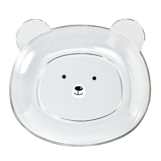 Тарелка для закусок с милым рисунком медведя, легко моется, складная, с закругленными краями, многоцелевая, пластиковая, экономит место