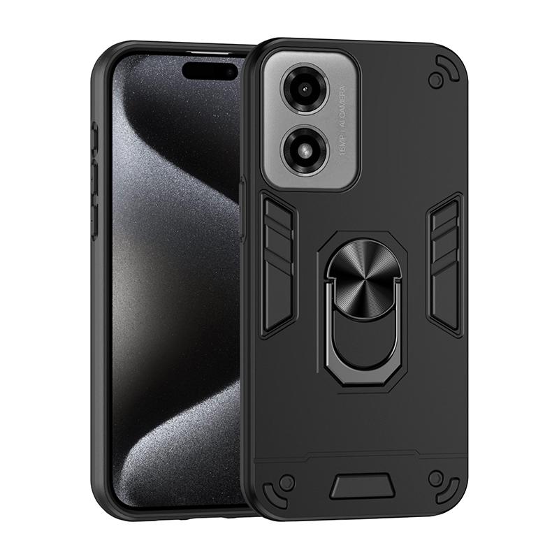 Противоударный чехол-накладка из твердого пластика для Motorola Moto G04 G13 G14 G20 G23 G24 G30 G31 G32 G34 G35 с магнитным кольцом-держателем для автомобиля