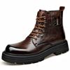 New Designer Genuine Leather Boots for Men Autumn Winter British Wool Motorcycle Boots Man Fashion Casual Platform Shoes Male
