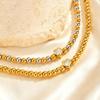 Chic Heart Zircon Beaded Chain Bracelet for Women Girls,Gold Plated Stainless Steel Waterproof Bracelets,Exquisite Daily Jewelry