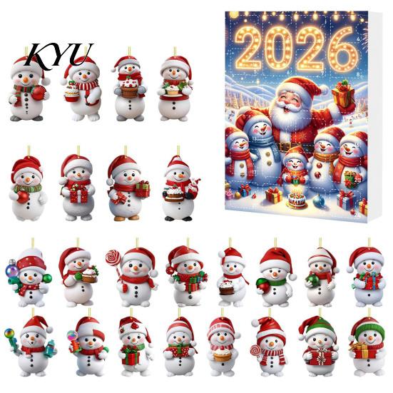 Christmas Advent Calendar 2026, Snowman 24 Day Countdown Box with Acrylic Hanging for Girls Boys Pendants, Festive Tree Decor, Holiday Gift Kids