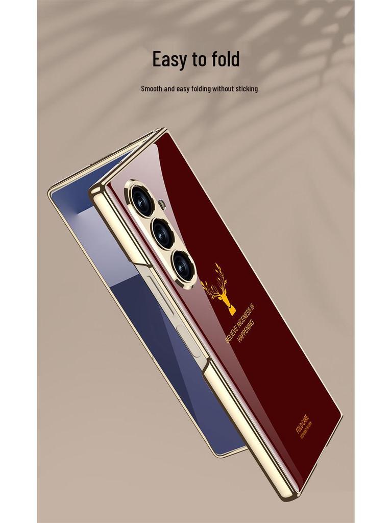 Совместимый чехол для складного телефона Samsung Z Fold7 с окрашенным стеклом, HD-пленкой и встроенной откидной крышкой.