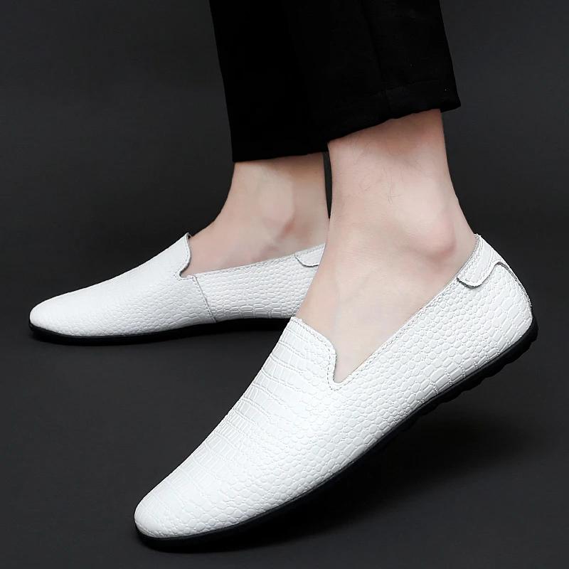 Мужская обувь из натуральной кожи, мягкие мокасины, лоферы, модные брендовые туфли на плоской подошве, удобные туфли для вождения, мужские мокасины