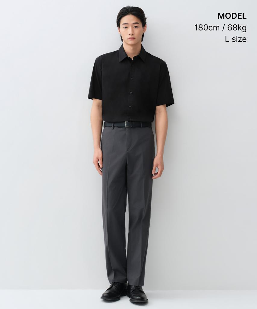 MUSINSA STANDARD Basic Short Sleeve Dress Shirt [Black]