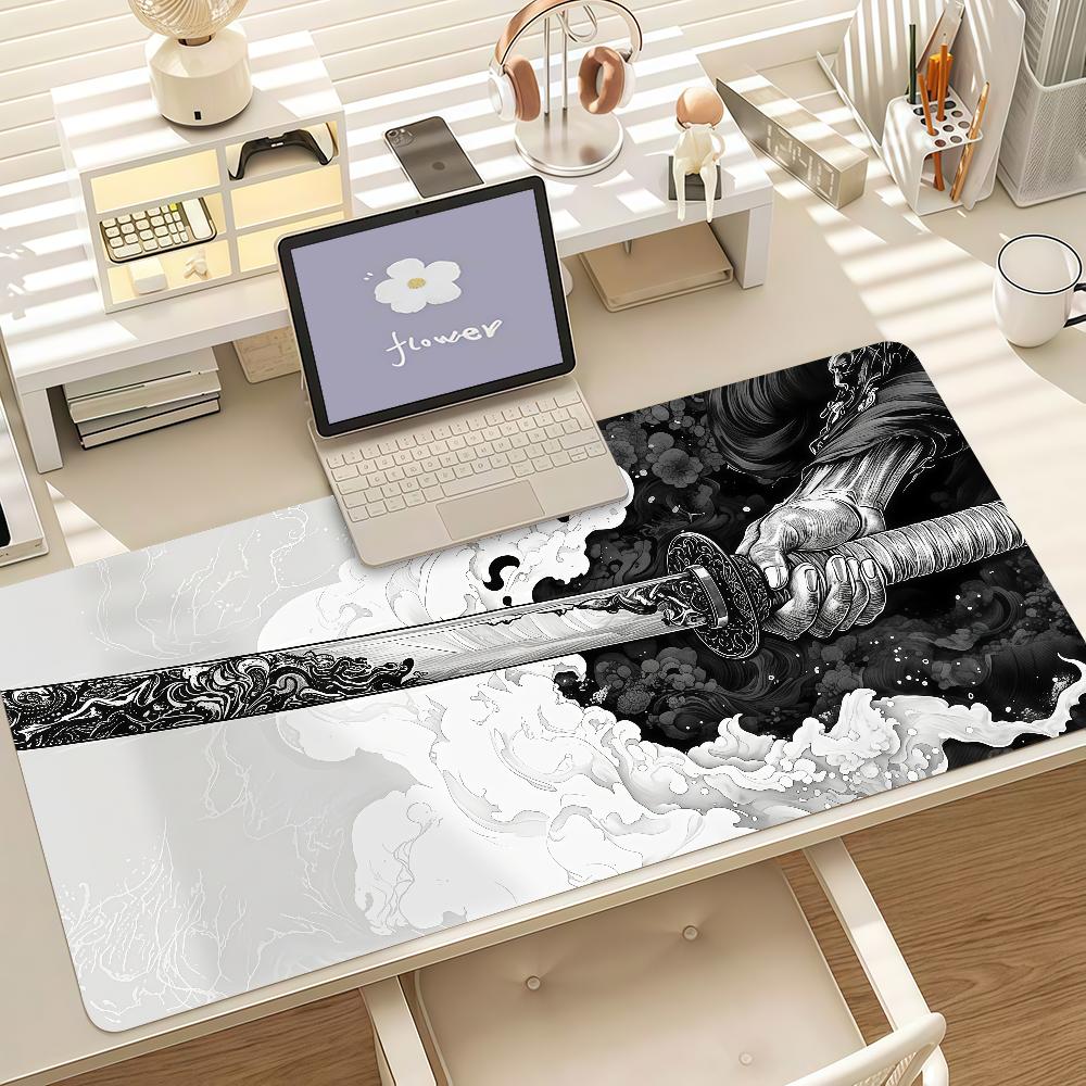 Japanese Katana Cool Mouse Pad Anti Slip Rubber Edge Locked Thickened Laptop Gaming Desk Mat