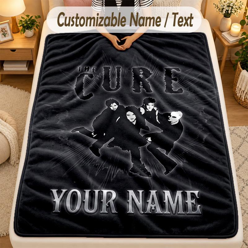 Flannel BlanketThe Cure Custom Name Text Personalized Soft Warm Throw Blanket Home Decor Gift