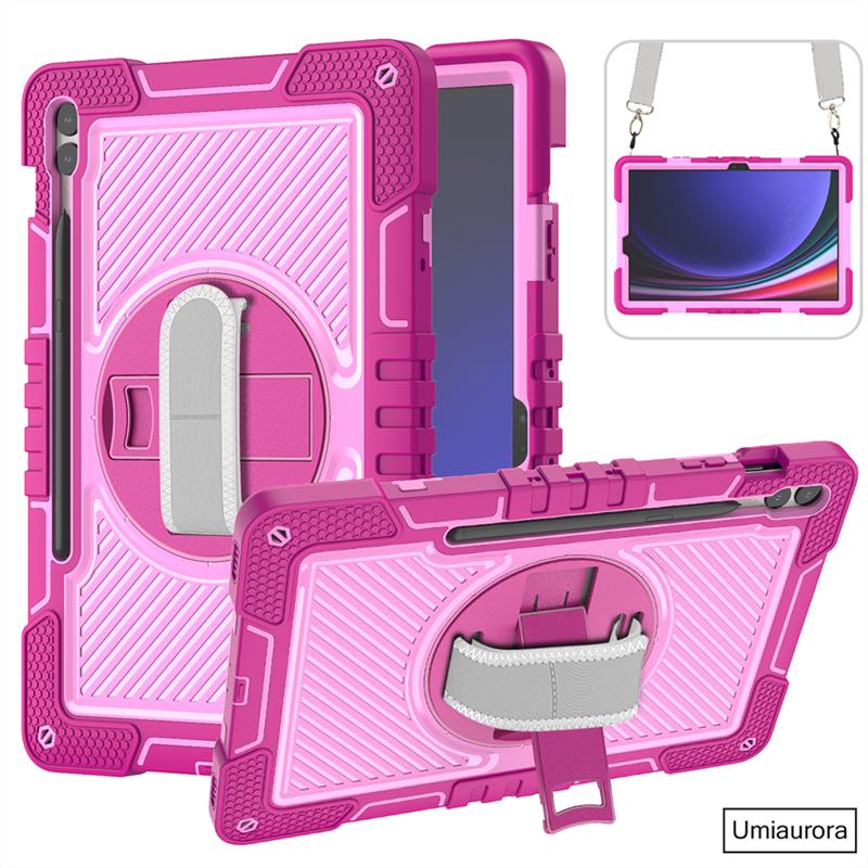 For Samsung Tab S10 FE 10.9 SM-X520 X510 S7 S8 S9 Plus 12.4 inch SM-X610 X820 Stand Strap Shockproof Tablet Case Rugged Funda