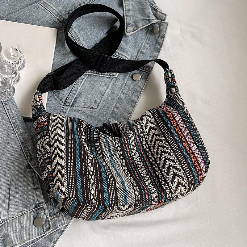 Сумка через плечо в племенном стиле, складная, кроссбоди, на молнии, в полоску, сумка-хобо кроссбоди для женщин, повседневная сумочка CLE