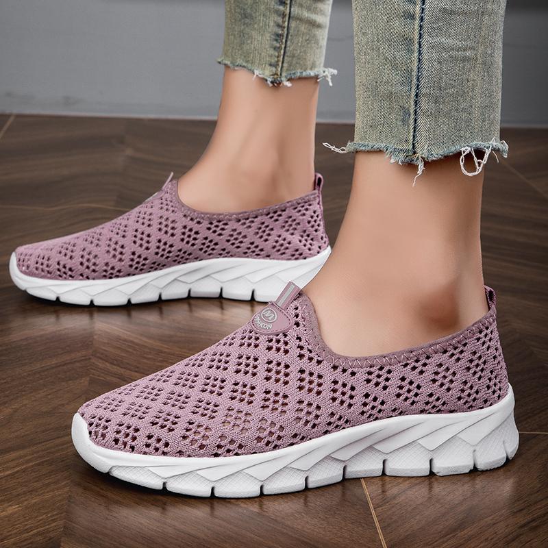 Женские кроссовки летние полые одинарные туфли с мягкой подошвой для пешего туризма противоскользящая сетка для активного отдыха теннисные туфли женские удобные повседневные туфли