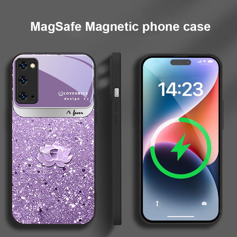 Розовый градиентный лотос Для Samsung S25 S25 Edge S25Ultra S8 9 10 20 S21 Pro 22 Plus S23 FE S24 Ultra Magsafe Стеклянный чехол для телефона