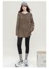 Spring and Autumn Knitted Color blocked Longsleeved T-shirt for Women