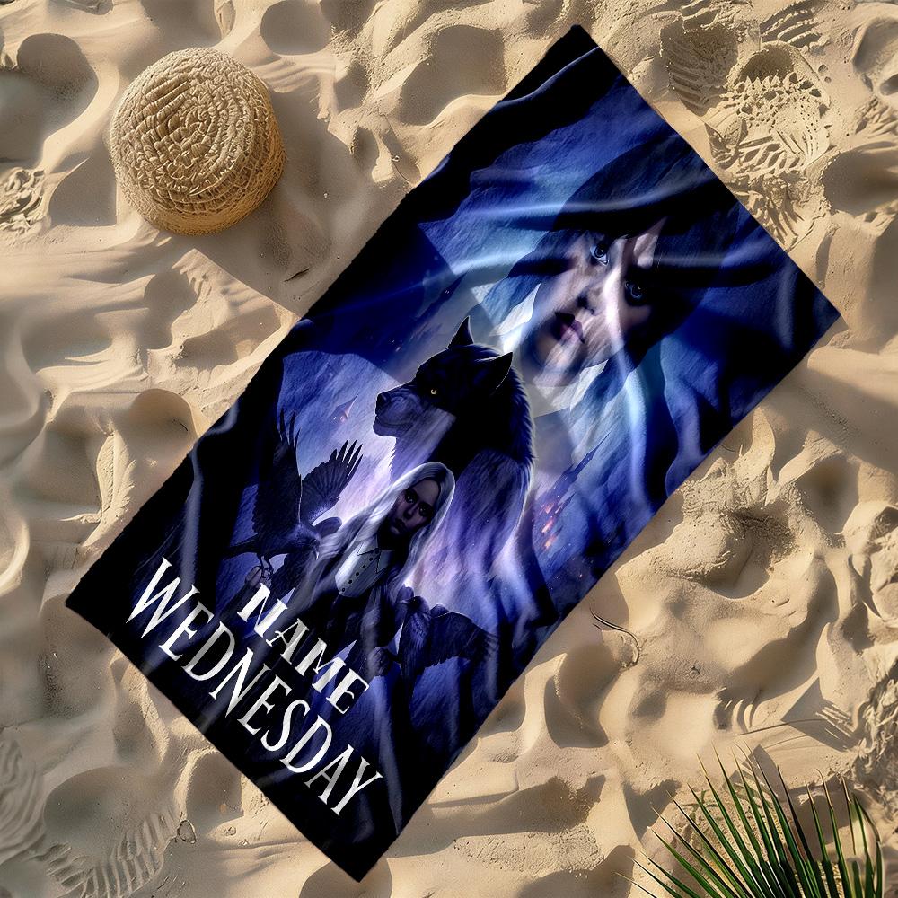 Wednesday's Dark Magic Customizable Name Beach Towel Soft Durable Quick-Dry