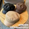 Korean Style Vintage Beret Hat Solid Color Retro Painter Cap Casual Pu Leather Berets  for Girls
